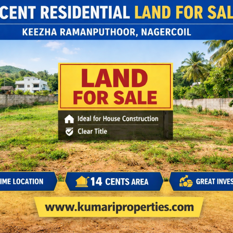 14 cent residential land for sale in Keezha Ramanputhoor Nagercoil with clear title and prime location